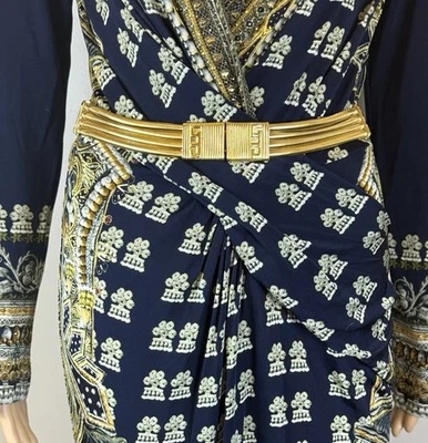 Vintage 90s St. John Gold Tone Metal Stretch Belt Iconic Snake Chain Logo - Image 1 of 4