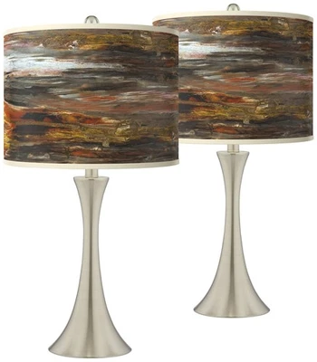 Juego de 2 lámparas de mesa táctiles de níquel cepillado Embracing Change Trish Foto 1 de 4