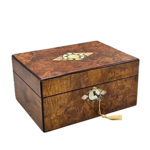 Victorian walnut & inlaid jewellery box. - Picture 1 of 8