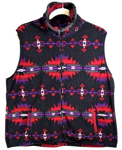 Chaps Sport Fleece Weste Damen 3x schwarz rot Full Zip Southwestern Cabincore - Bild 1 von 9