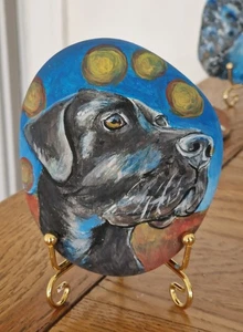 Freefordarts Felskunst handbemalt Stein Kiesel schwarz Labrador - Bild 1 von 11