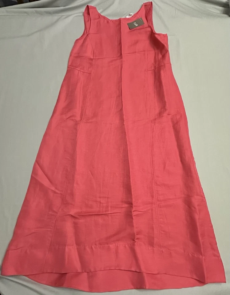 Vestido J Jill Mujer Pequeño S Rosa Fresa Midi Sin Mangas Lino Poliamida Foto 1 de 4
