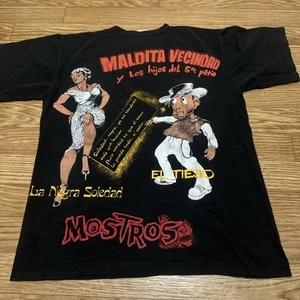 VTG 90’s Maldita Vecindad MOSTROS T Shirt Rare Double Sided Graphic Band Tee - Picture 1 of 6