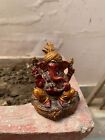 Vintage Awesome Handmade Small Painted Ganesha Indian Diety Sculpture