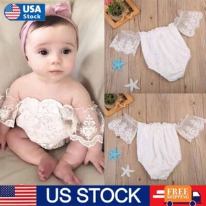 Newborn Baby Girl Clothes Lace Ruffle Outfits Romper Dress Jumpsuit Bodysuit - Picture 1 of 10