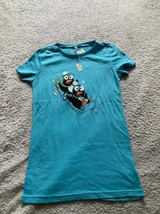 Aero Women Glitter Iceberg Short Sleeve Crew Neck T-Shirt Blue Size XS - Picture 1 of 8
