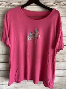 Coral Bay Women’s Tropical Pink 2x Top Beaded Parrots - Picture 1 of 4