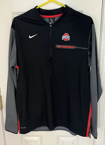 NIKE DRI-FIT OHIO STATE BUCKEYES 1/4 QUARTER ZIP SIZE LARGE PULLOVER JACKET Cover
