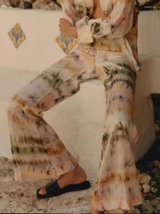 ZARA Hose mit ausgestellter Krawatte Farbstoffdruck klein - Bild 1 von 7