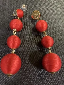 Baublebar Signed Red Dangle Earrings 3.25 Inches Long Excellent Condition - Picture 1 of 3