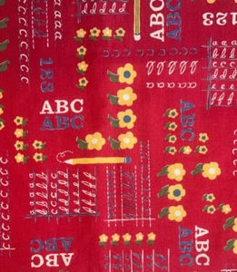 BTY School Days American Jane Fabric ABC 123 Red Moda Sandy Klop Cotton Letters - Picture 1 of 4
