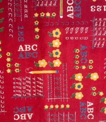 BTY School Days American Jane Fabric ABC 123 Red Moda Sandy Klop Cotton Letters - Image 1 of 4
