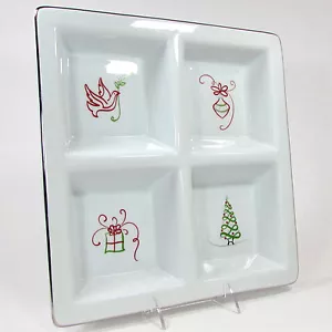 St. Nicholas Square TIS THE SEASON 12.25" Square Relish Tray Dish Dove Tree Gift - Picture 1 of 10