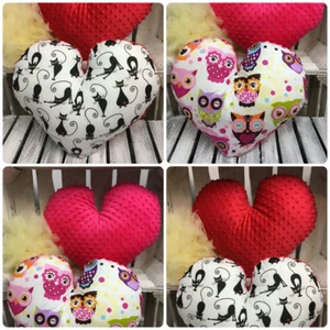 KIDS BABY REVERSIBLE PILLOW BEDDING IN HEART SHAPE COTTON SOFT PLUSH CUDDLE - Picture 1 of 3