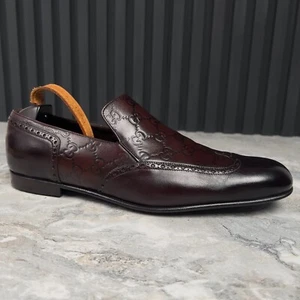 Gucci Guccissima GG Monogram Vintage Halbschuhe Patina Braun Leder 42 EUR 8,5 US - Bild 1 von 12