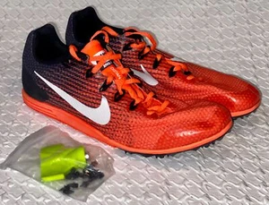 NIKE Rival D 9 Orange Black White Distance Track Spikes Shoes NEW Mens 11.5 - Picture 1 of 9