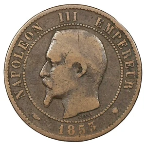Francia Napoleone III 10 centimes 1853 Ma Marseille Bronzo F.133/8 Gad.248 - Picture 1 of 2
