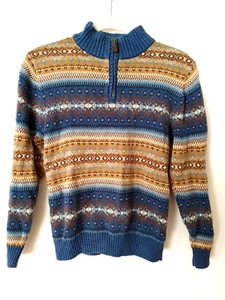 Gymboree 1/4 Zip Pullover Sweater Mock Neck Long Sleeve Blue Brown Size 8 #14142 - Picture 1 of 4