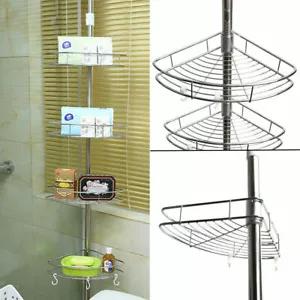 Teleskopregal Eckregal 4 Ablagen Duschablage Duschecke Bad Regal Dusche 1.9-3.1m - Bild 1 von 10