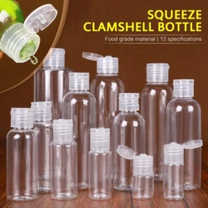 10-200ml Empty Plastic Flip Cap Liquid Bottle Lotion Cosmetic Travel Container - Picture 1 of 17
