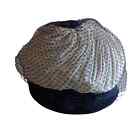 Vintage Hat Women's Union Made White USA Pleated Blue Netting Button Ribbon Band