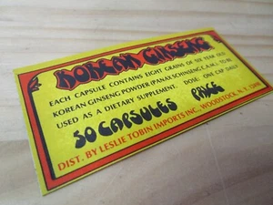 VTG 1960's Woodstock NY Korean Ginseng label Leslie Imports Music Festival Era - Picture 1 of 4