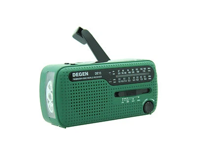 DEGEN DE13 DSP Survival Emergency Radio: Dynamo Cranker and Solar Power - Image 1 of 4