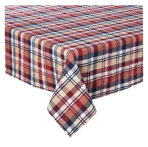 Harvest Fall Tablecloth 60 x 102 Rectangle/Oblong Flannel Plaid Cotton Fabric - Picture 1 of 6