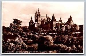 RPPC Kelvingrove Park Glasgow Scotland Art Gallery & Museum Postcard L9 - Picture 1 of 2