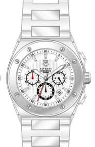 Cavadini Herrenuhr massiv Edelstahl White und Silber Chronograph CV-236 - Bild 1 von 2