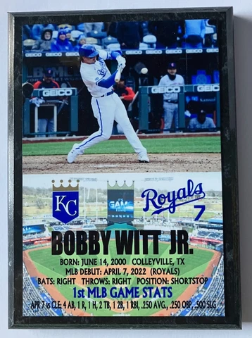 BOBBY WITT, JR.  KANSAS CITY ROYALS  FULL COLOR SUBLIMATION PLAQUE Cover