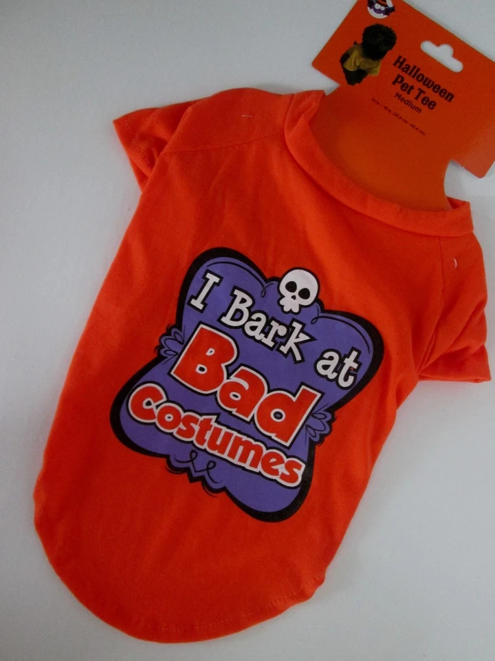 I BARK AT BAD COSTUMES Pet TEE M DOG SHIRT Halloween MEDIUM T-Shirt FUNNY Cute - Image 1 of 1