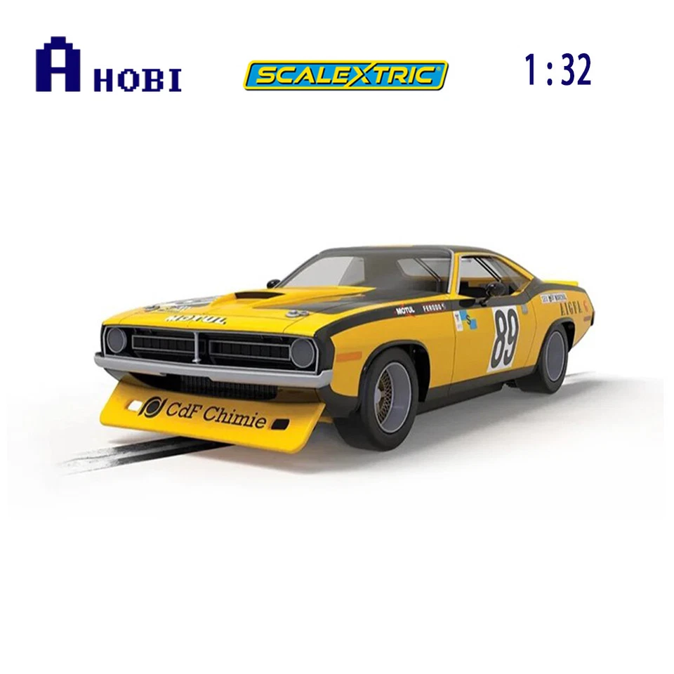 Scalextric 1:32 Scale Chrysler Hemicuda Lemans 1975 Yellow Black Slot Car - Image 1 of 1