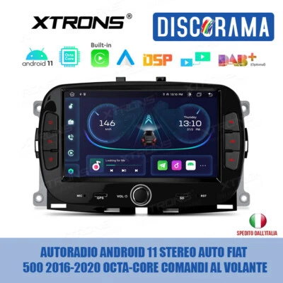 AUTORADIO ANDROID 11 STEREO AUTO FIAT 500 2016-2020 OCTA-CORE COMANDI AL VOLANTE - Immagine 1 di 4