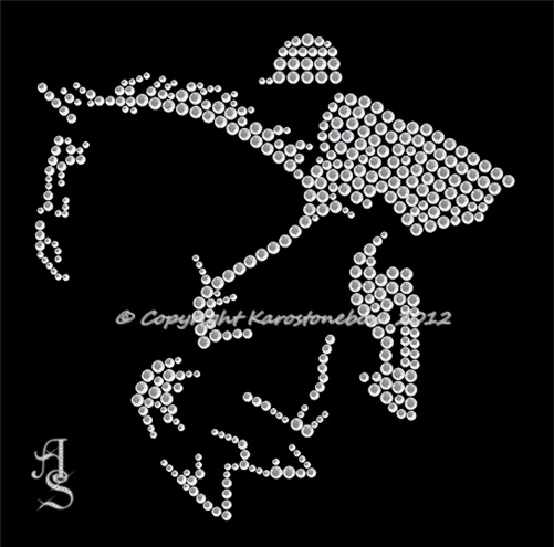 Hotfix Strass Bügelbild Pferd Pferde Reiten Springreiter 120824-08sc  - Bild 1 von 1