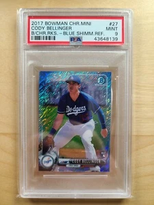 2017 Bowman Chrome Mini Cody Bellinger RC Blue Shimmer /150 PSA 9 MINT DODGERS - Picture 1 of 2