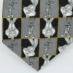 Looney Tunes Men's Bugs Bunny Gray and Black Tie - Picture 1 of 2