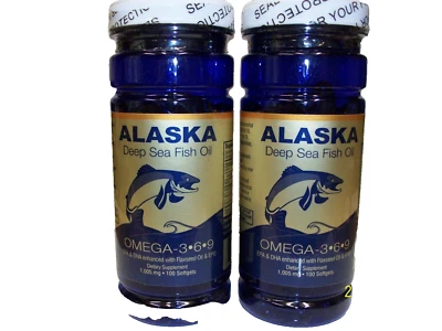 Aceite de pescado de aguas profundas de Alaska 1000 mg Omega-3 100 cápsulas blandas (2 btl.) Foto 1 de 3