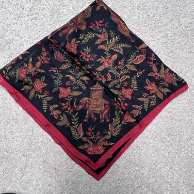 De Colección Talbots 100% Seda Bufanda Floral Elefante Mujer Rojo Pañuelo Cuadrado Preppy Foto 1 de 4