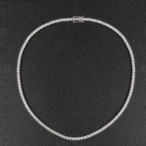 3MM 22Ct Simulated D/VVS1 Diamond Tennis Necklace Chain 14k White Gold Over 20In - Picture 1 of 3