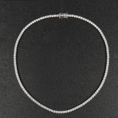 Теннисное ожерелье цепочка из белого золота 14 карат с искусственными бриллиантами D/VVS1 3 мм 22 карата более 20 дюймов - Изображение 1 из 3