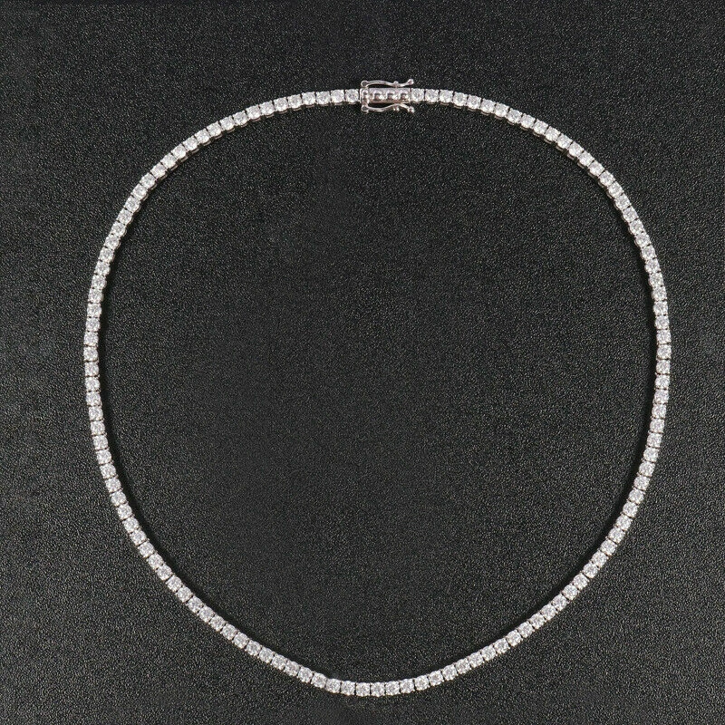 3MM 22Ct Simulated D/VVS1 Diamond Tennis Necklace Chain 14k White Gold Over 20In - Image 1 of 3