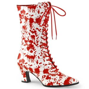 Botines mujer VICTORIAN-120BL Funtasma lacado blanco con salpicaduras de sangre rojas - Imagen 1 de 1
