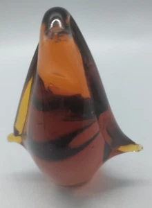 Viking Glass Topaz/Amber Blown glass Penguin VTG Paper weight - Picture 1 of 10