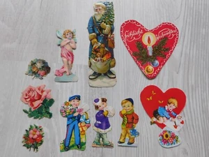 Oblaten Glanzbilder Poesie Stammbuchbilder 10 Stk gemischt Vintage Weihnachten - Bild 1 von 3