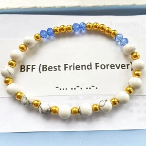 Hand Made Gemstone BFF Morse Code Bracelet Austrian Crystal Bracelet - Picture 1 of 82