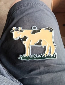 Vintage Stained Glass Style Plastic Cow Bull Sun Catcher Kitchen White Black - Picture 1 of 2
