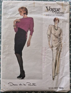 Vogue Sewing Pattern 1645, Oscar de la Renta Vintage Dress, Size 10 Partly Cut - Picture 1 of 2