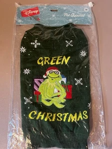 Disney Kermit The Frog Green Christmas Dog Sweater Sz Medium - Picture 1 of 9