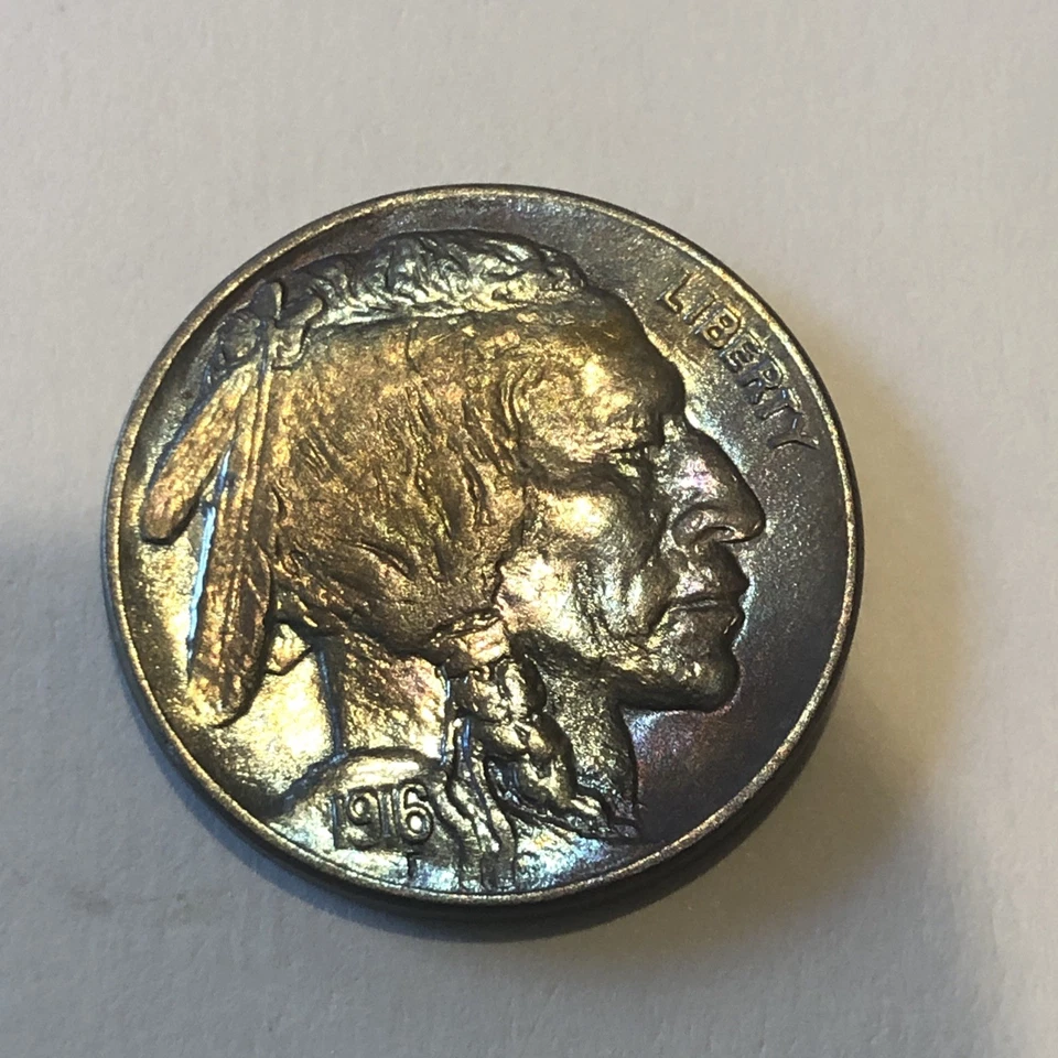 1916 Buffalo Nickel Brilliant Uncirculated Amazing Toning - Image 1 of 4